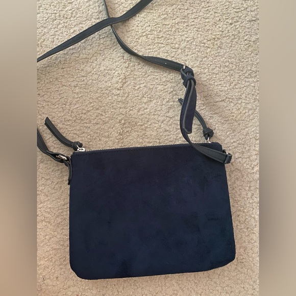 Crossbody Bag- Navy Stripes. Suede/Canvas - Picture 2 of 4